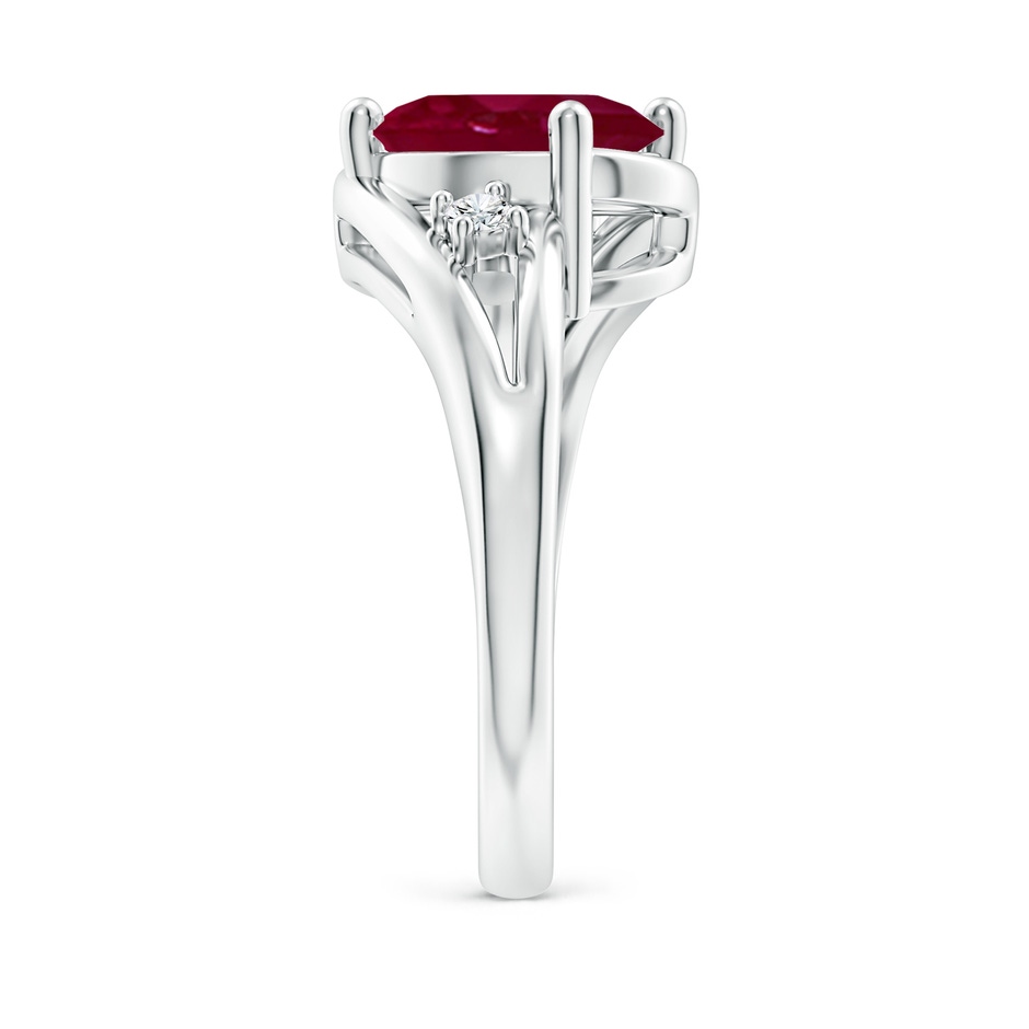 10x8mm A Ruby and Diamond Split Shank Ring in P950 Platinum side 299