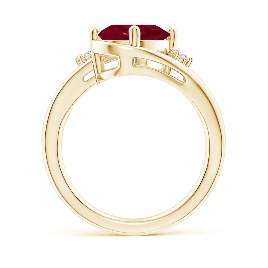10x8mm A Ruby and Diamond Split Shank Ring in Yellow Gold side 199