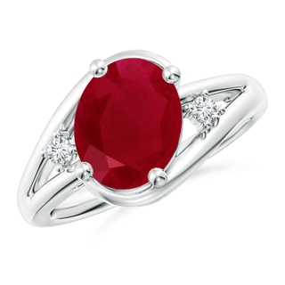 10x8mm AA Ruby and Diamond Split Shank Ring in P950 Platinum