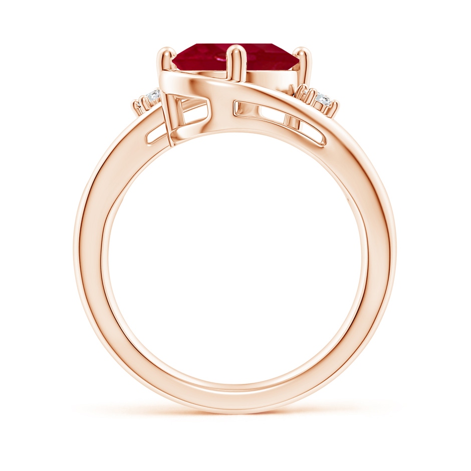 10x8mm AA Ruby and Diamond Split Shank Ring in Rose Gold side 199