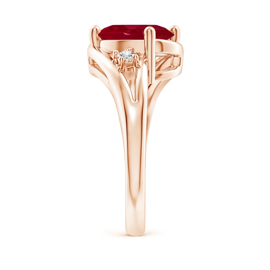 10x8mm AA Ruby and Diamond Split Shank Ring in Rose Gold side 299