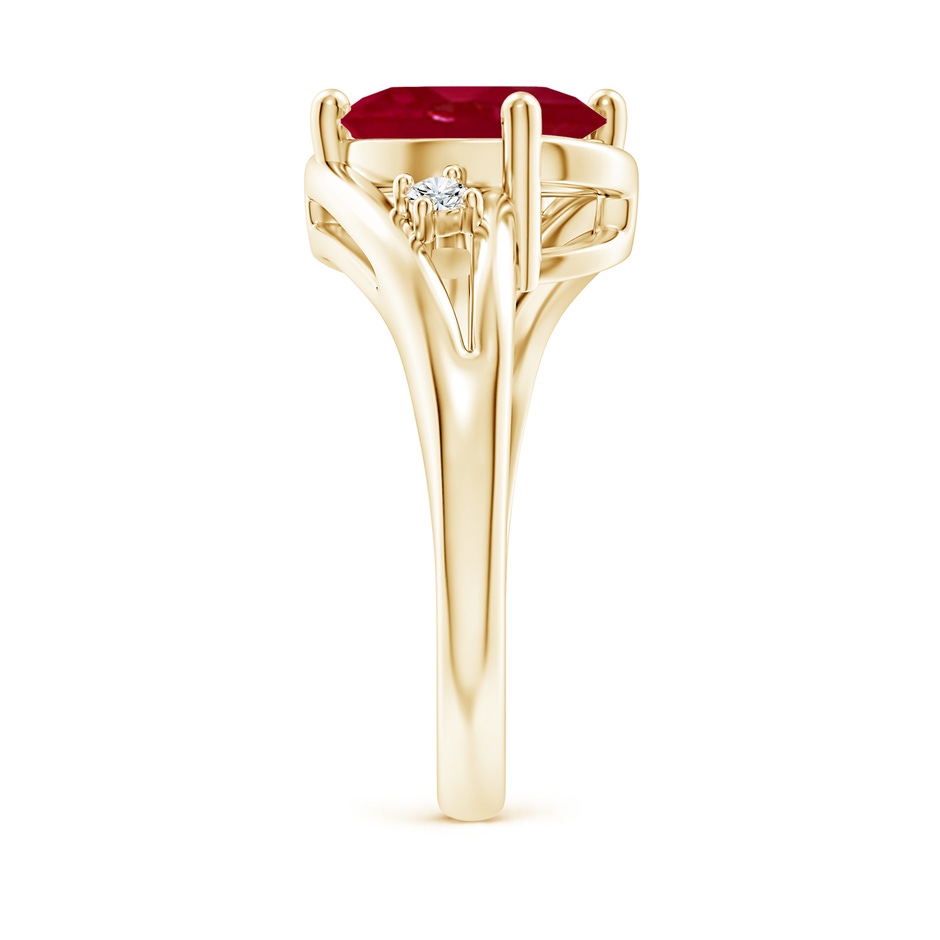 10x8mm AA Ruby and Diamond Split Shank Ring in Yellow Gold side 299
