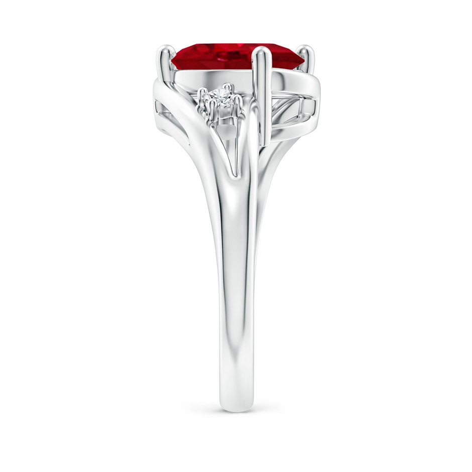10x8mm AAA Ruby and Diamond Split Shank Ring in P950 Platinum side 299
