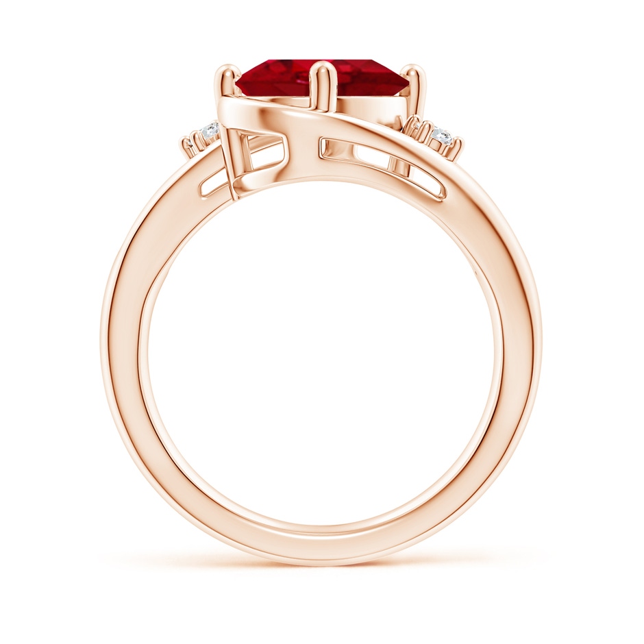 10x8mm AAA Ruby and Diamond Split Shank Ring in Rose Gold side 199