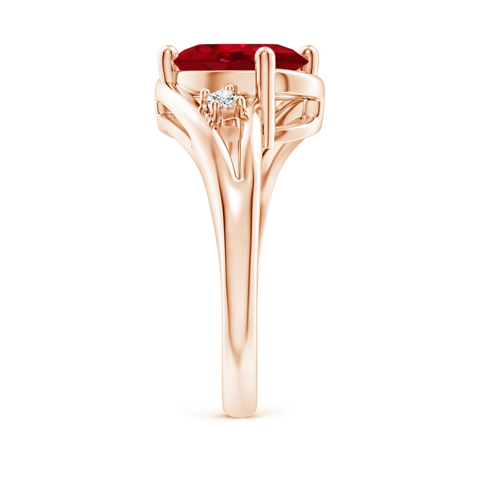 10x8mm AAA Ruby and Diamond Split Shank Ring in Rose Gold side 299