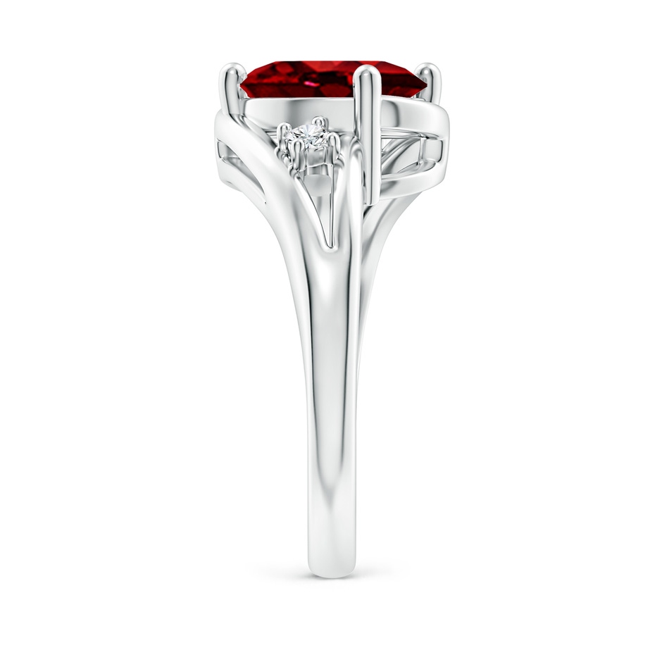 10x8mm AAAA Ruby and Diamond Split Shank Ring in P950 Platinum side 299