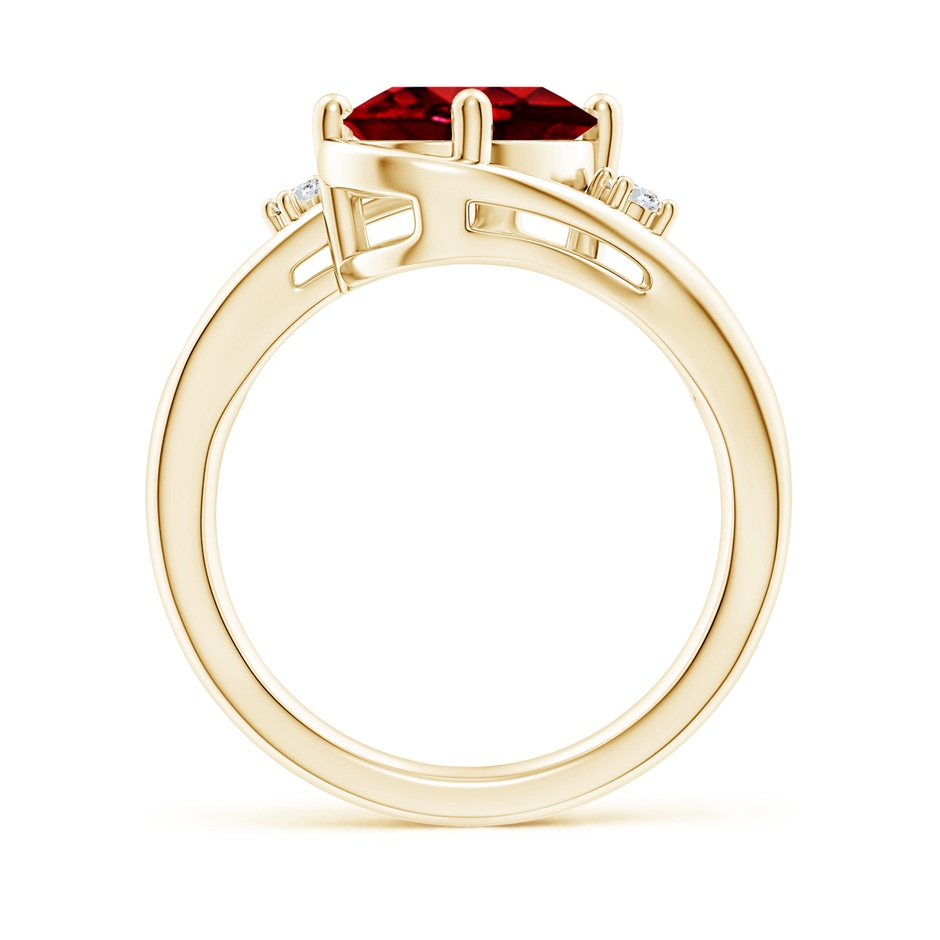 10x8mm AAAA Ruby and Diamond Split Shank Ring in Yellow Gold side 199