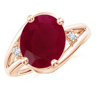 12x10mm A Ruby and Diamond Split Shank Ring in Rose Gold