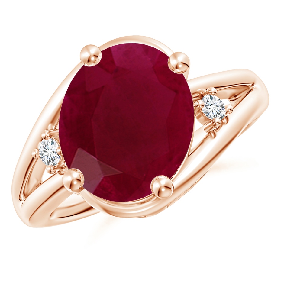 12x10mm A Ruby and Diamond Split Shank Ring in Rose Gold 
