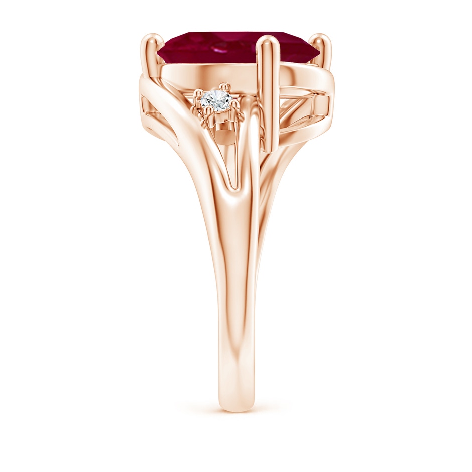 12x10mm A Ruby and Diamond Split Shank Ring in Rose Gold side 299