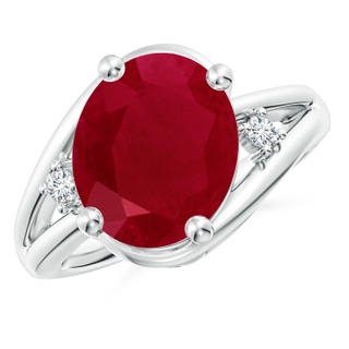12x10mm AA Ruby and Diamond Split Shank Ring in P950 Platinum