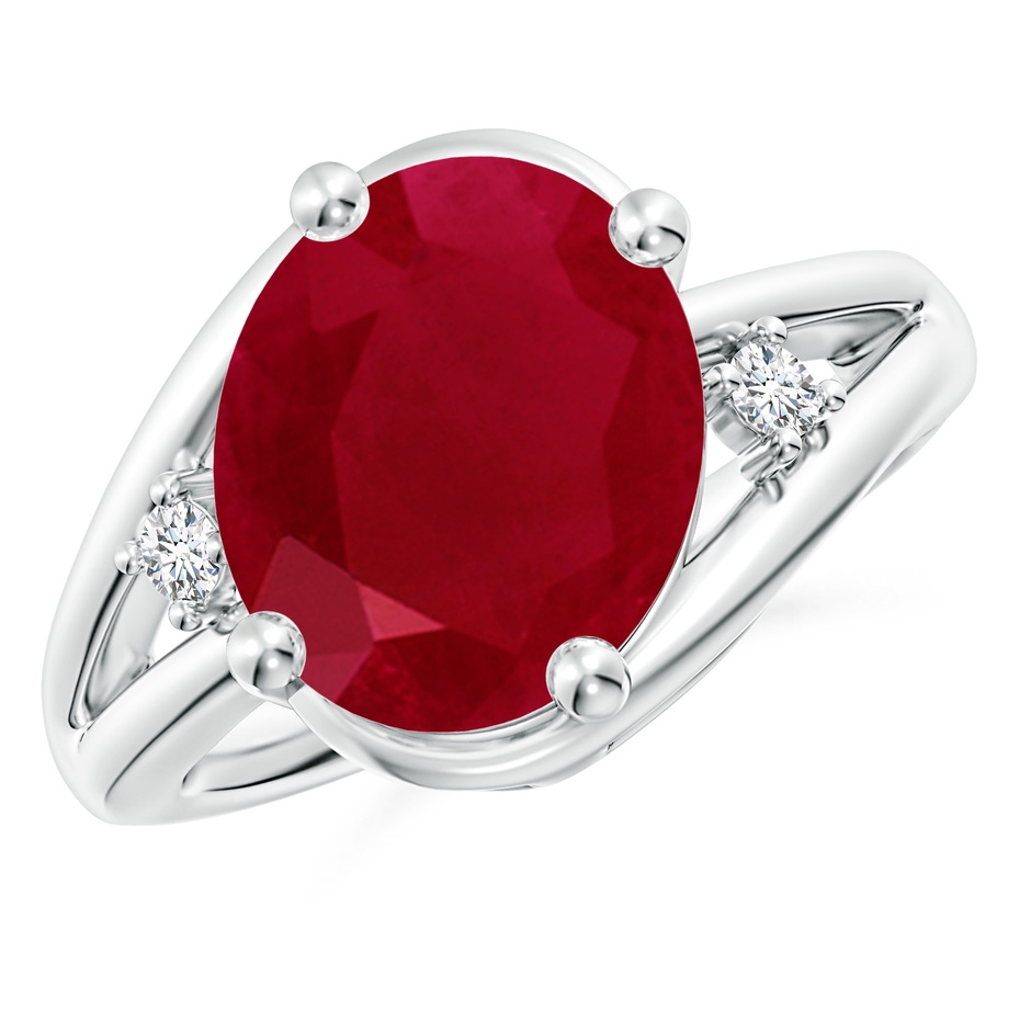 12x10mm AA Ruby and Diamond Split Shank Ring in P950 Platinum 