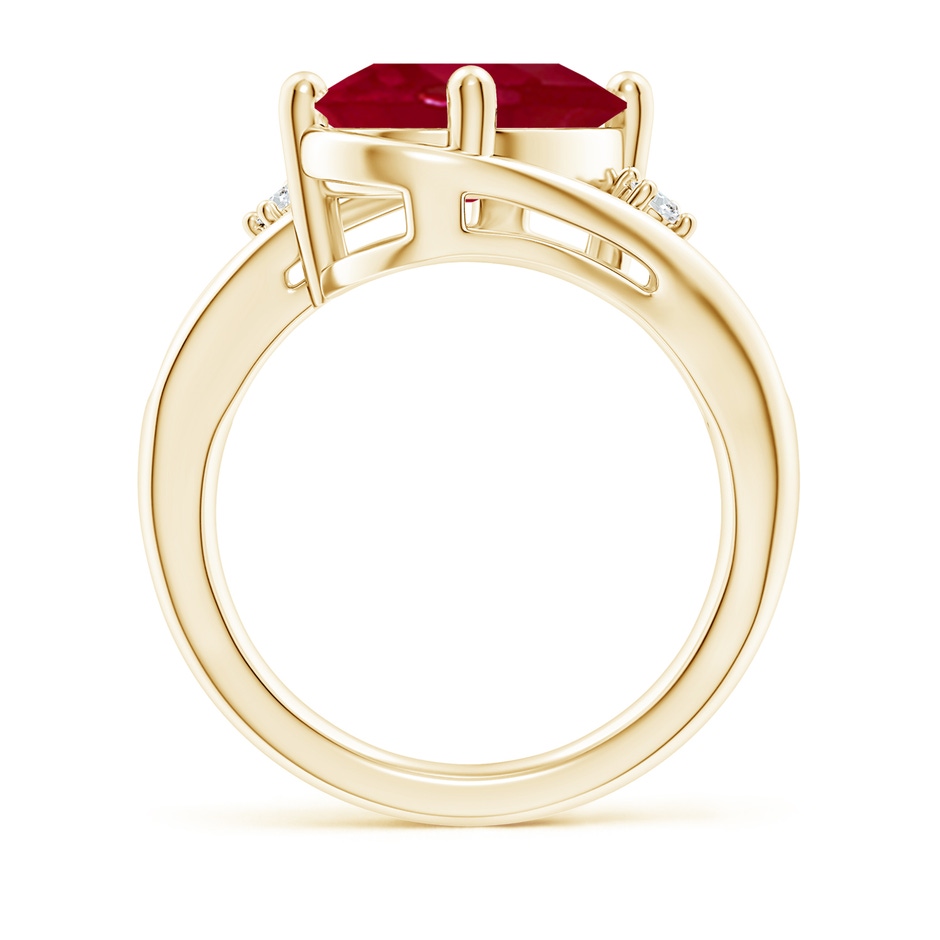 12x10mm AA Ruby and Diamond Split Shank Ring in Yellow Gold side 199