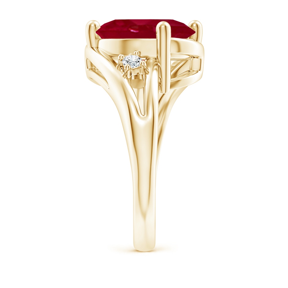 12x10mm AA Ruby and Diamond Split Shank Ring in Yellow Gold side 299
