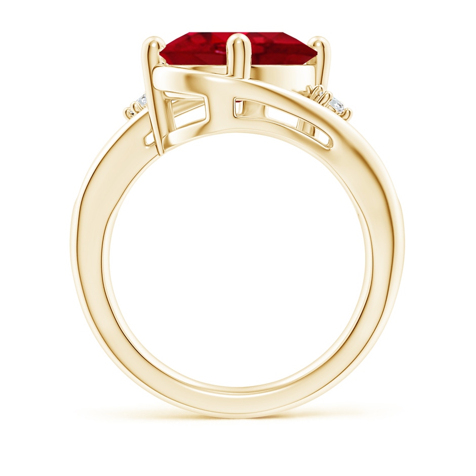 12x10mm AAA Ruby and Diamond Split Shank Ring in Yellow Gold side 199