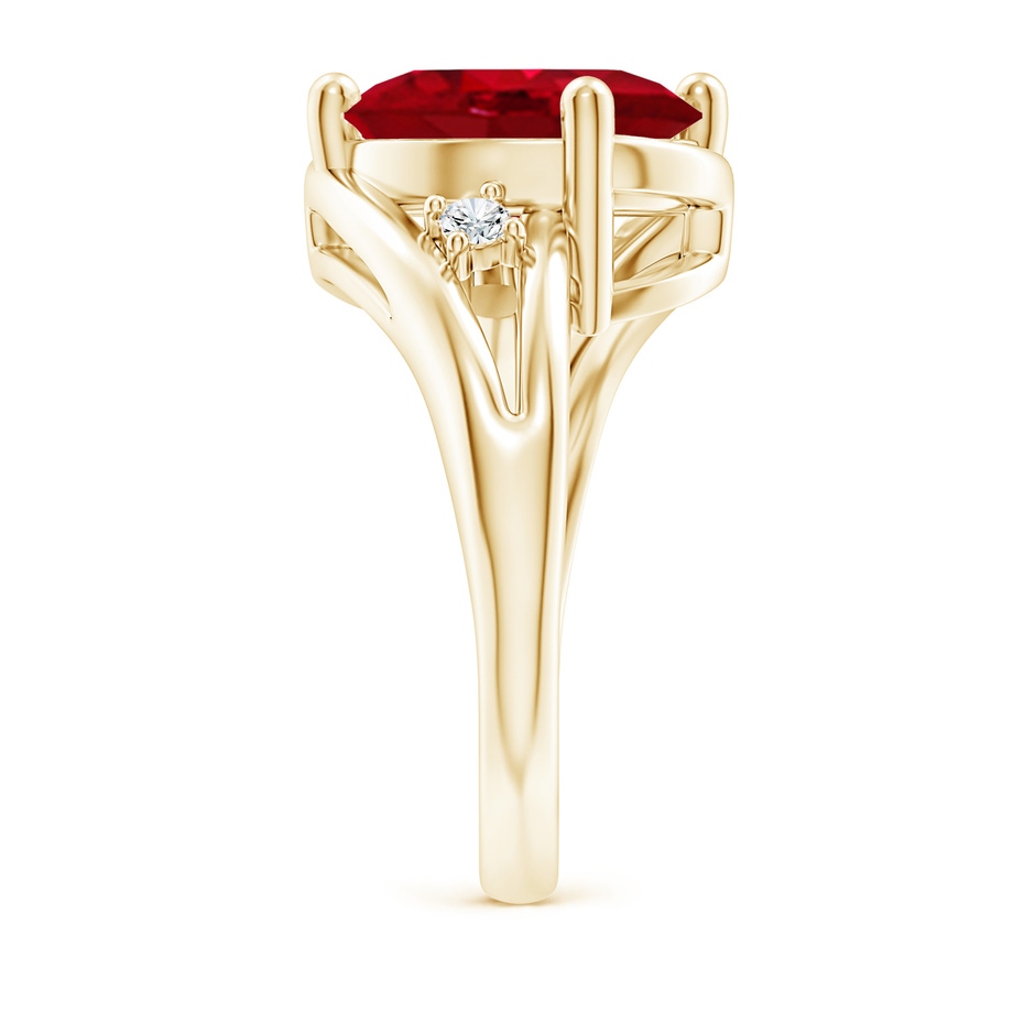 12x10mm AAA Ruby and Diamond Split Shank Ring in Yellow Gold side 299