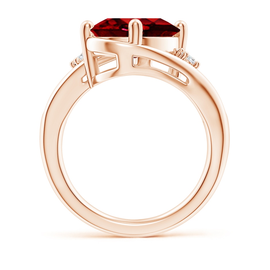 12x10mm AAAA Ruby and Diamond Split Shank Ring in Rose Gold side 199