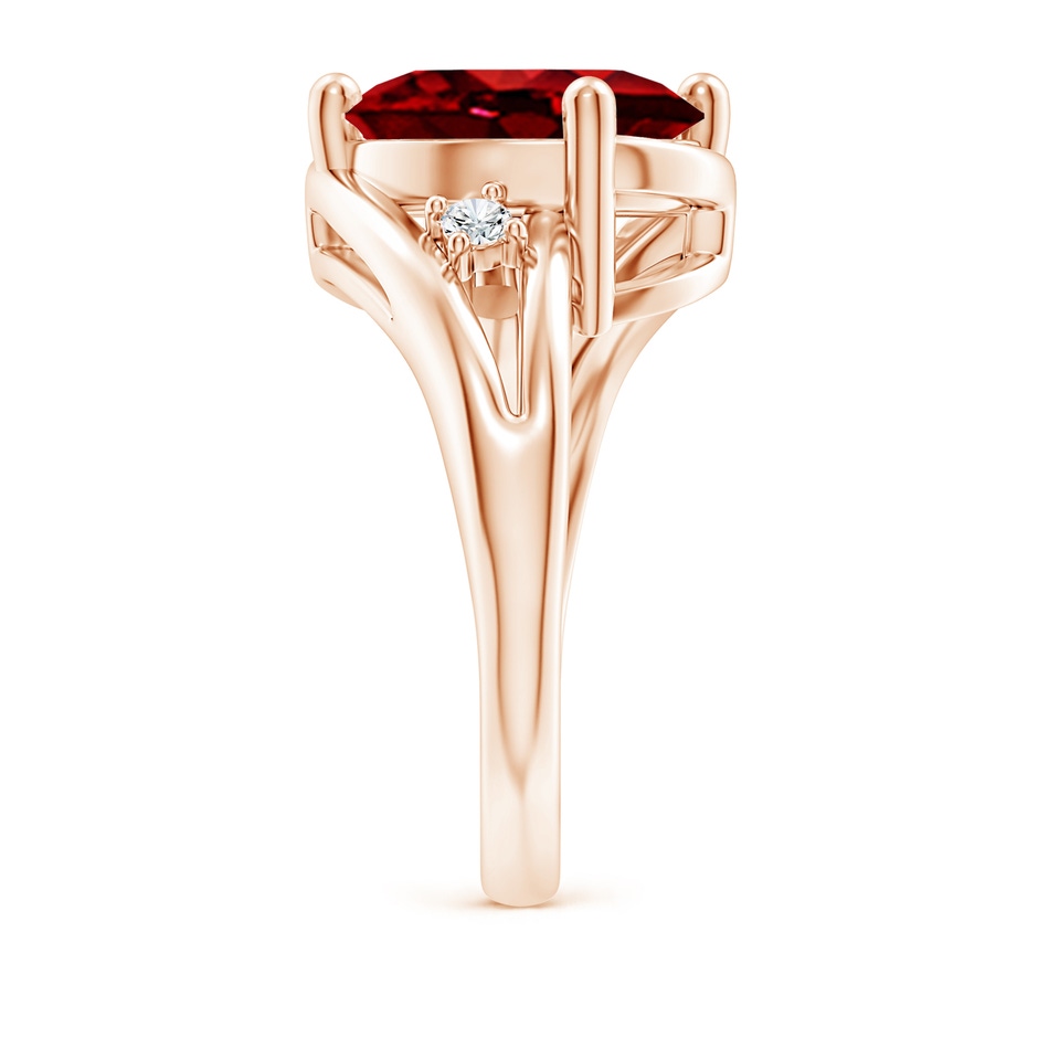 12x10mm AAAA Ruby and Diamond Split Shank Ring in Rose Gold side 299