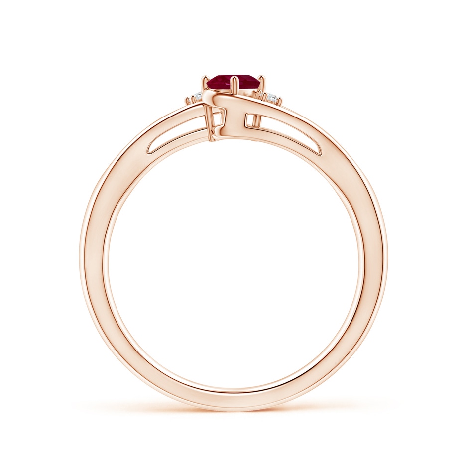 5x3mm A Ruby and Diamond Split Shank Ring in Rose Gold side 199