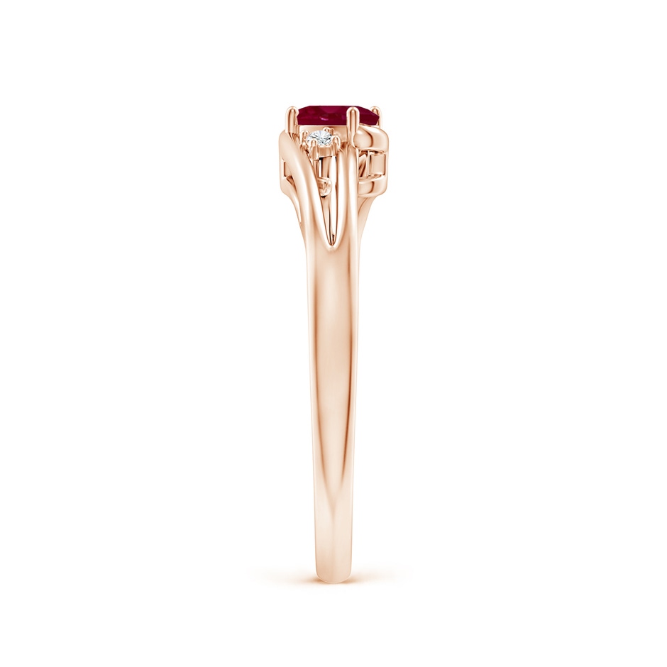 5x3mm A Ruby and Diamond Split Shank Ring in Rose Gold side 299