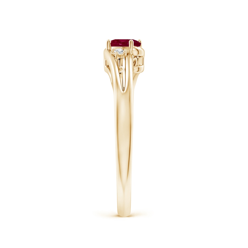 5x3mm A Ruby and Diamond Split Shank Ring in Yellow Gold side 299