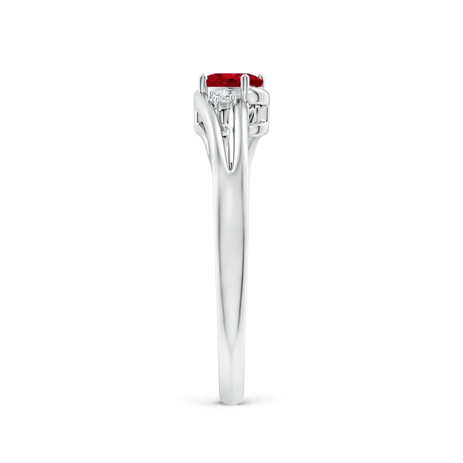 5x3mm AAA Ruby and Diamond Split Shank Ring in 9K White Gold side 299