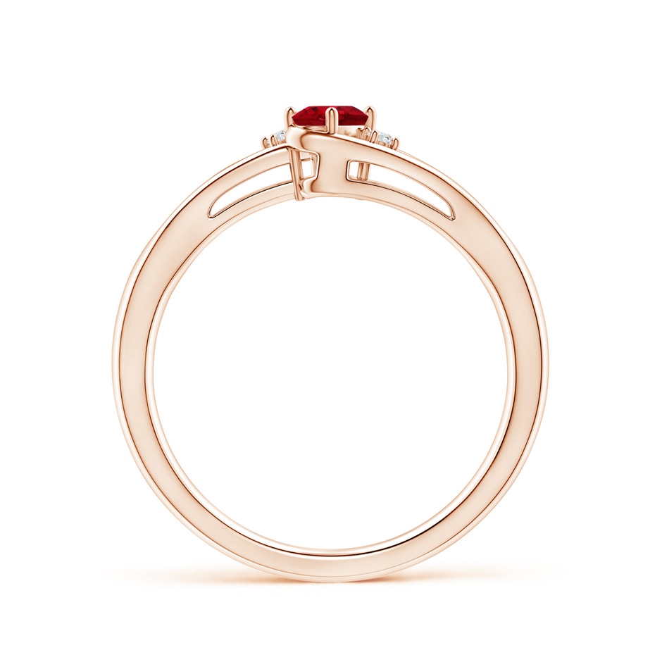 5x3mm AAA Ruby and Diamond Split Shank Ring in Rose Gold side 199