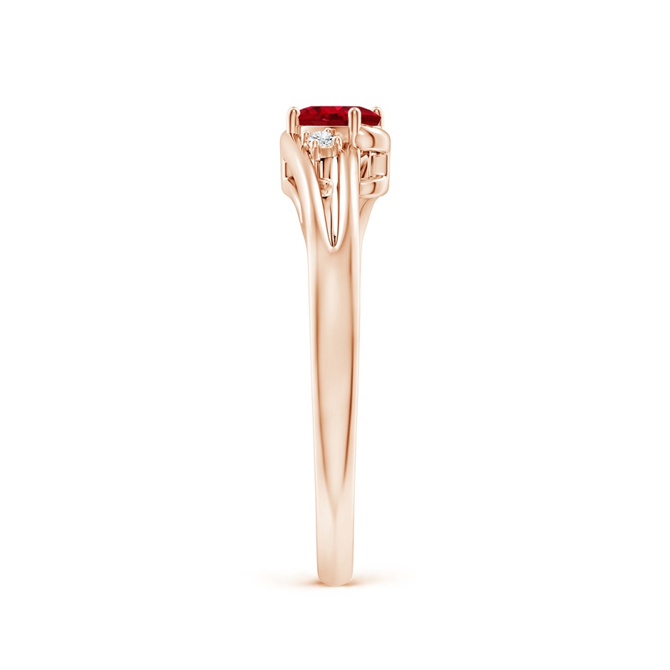 5x3mm AAA Ruby and Diamond Split Shank Ring in Rose Gold side 299