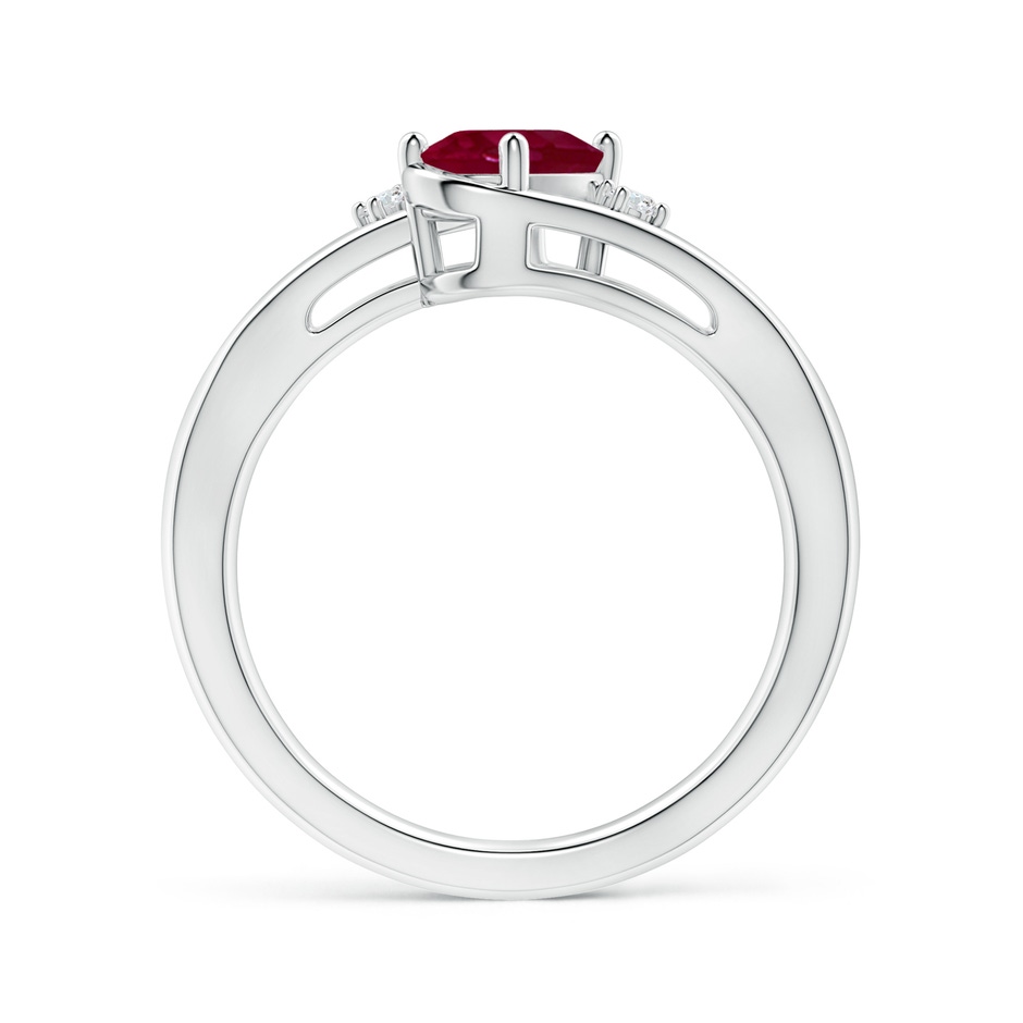 7x5mm A Ruby and Diamond Split Shank Ring in P950 Platinum side 199