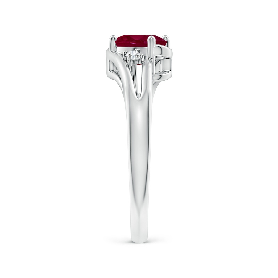 7x5mm A Ruby and Diamond Split Shank Ring in P950 Platinum side 299