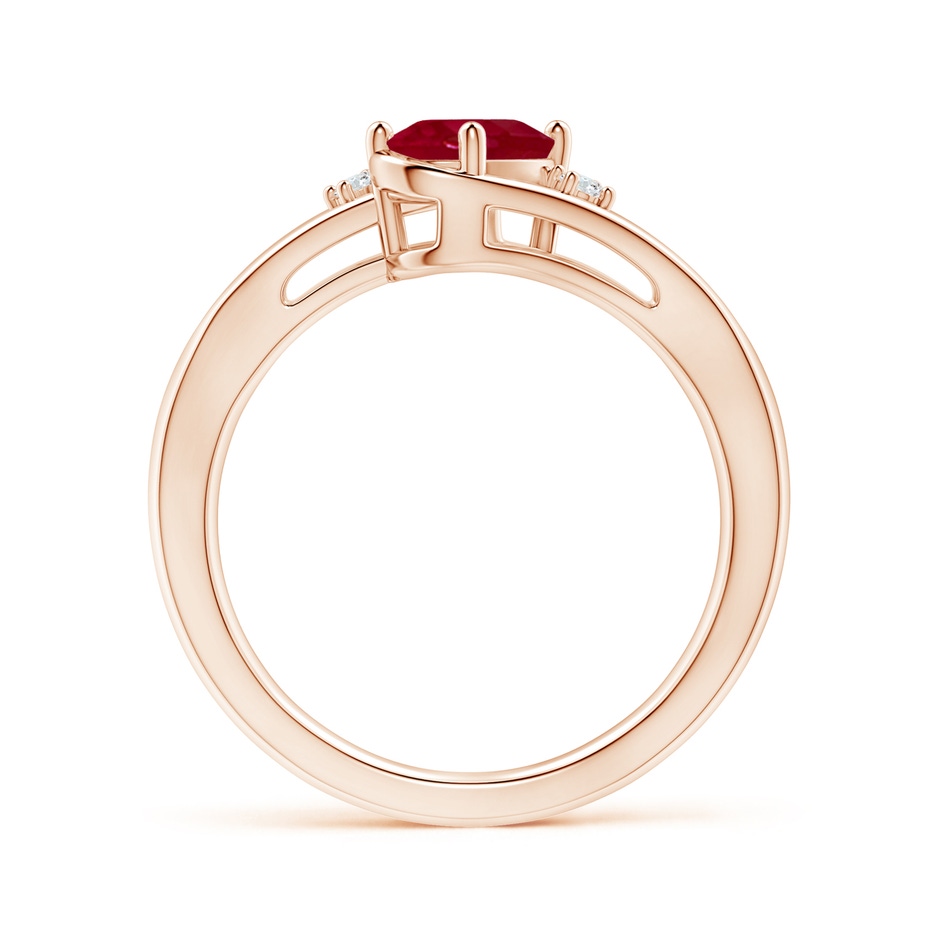 7x5mm AA Ruby and Diamond Split Shank Ring in Rose Gold side 199