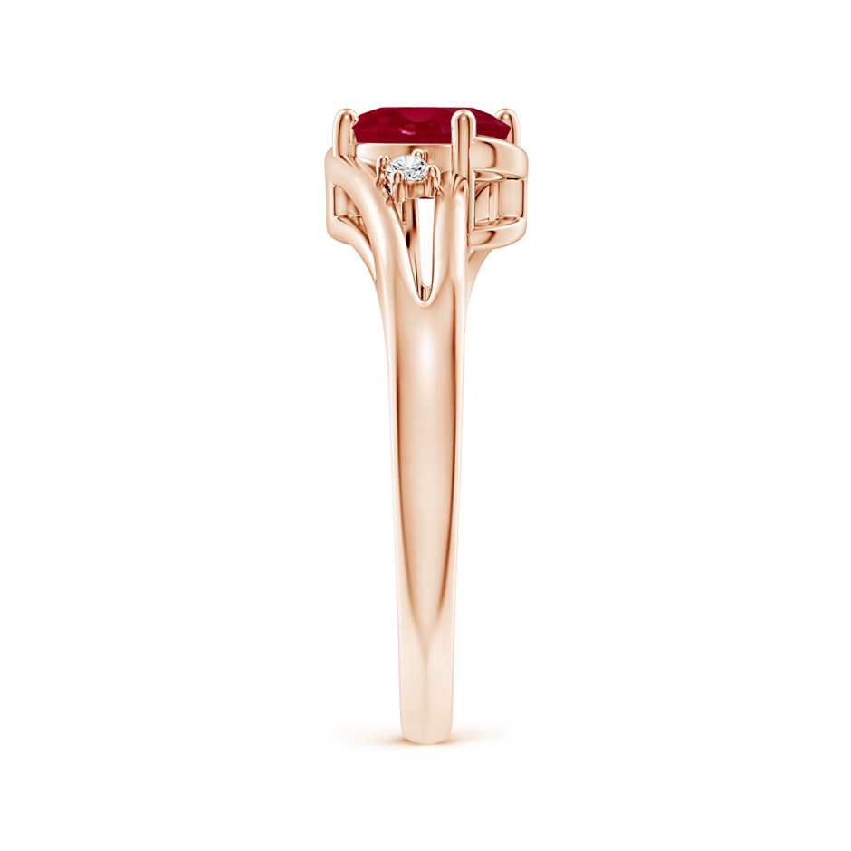 7x5mm AA Ruby and Diamond Split Shank Ring in Rose Gold side 299