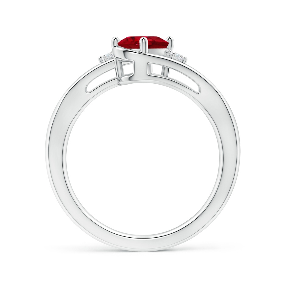 7x5mm AAA Ruby and Diamond Split Shank Ring in P950 Platinum side 199