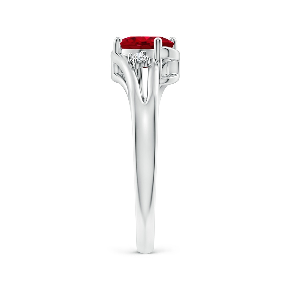 7x5mm AAA Ruby and Diamond Split Shank Ring in P950 Platinum side 299