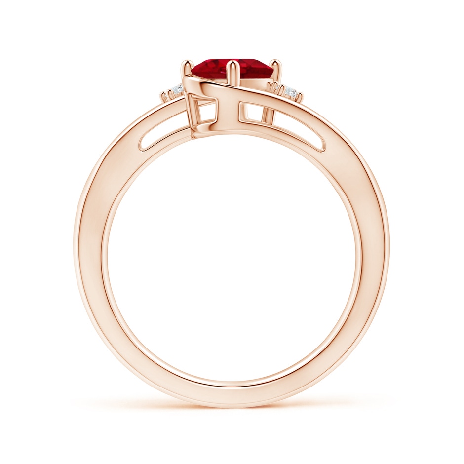 7x5mm AAA Ruby and Diamond Split Shank Ring in Rose Gold side 199