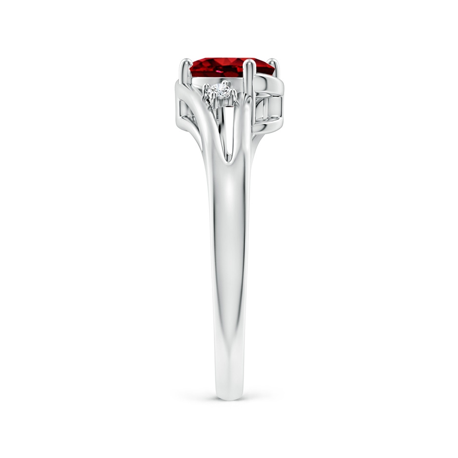 7x5mm AAAA Ruby and Diamond Split Shank Ring in White Gold side 299