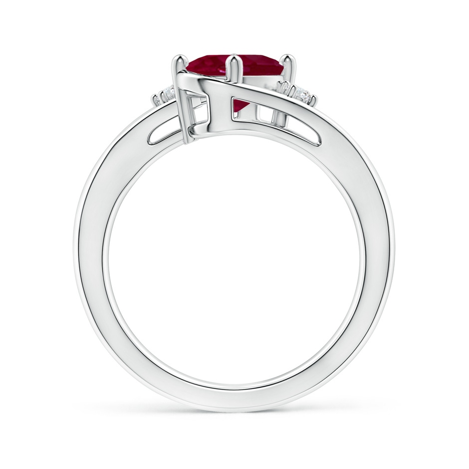 8x6mm A Ruby and Diamond Split Shank Ring in P950 Platinum side 199