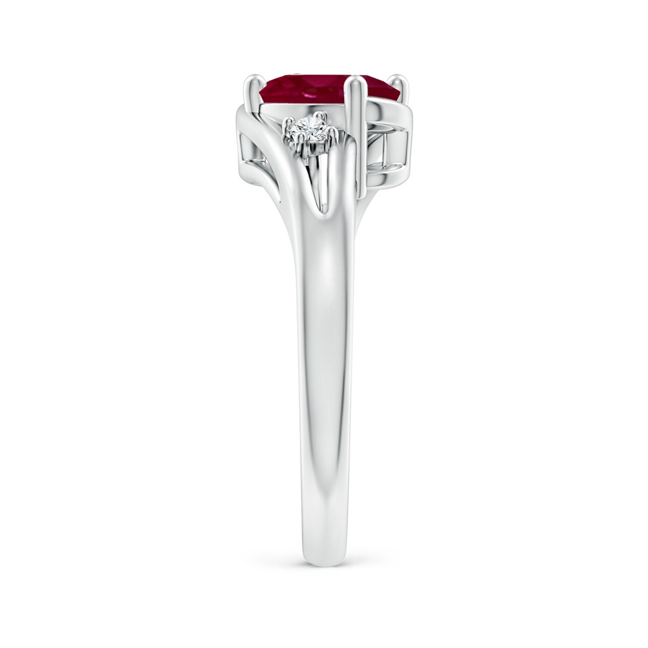 8x6mm A Ruby and Diamond Split Shank Ring in P950 Platinum side 299
