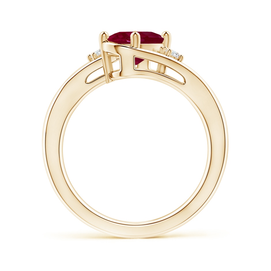 8x6mm A Ruby and Diamond Split Shank Ring in Yellow Gold side 199