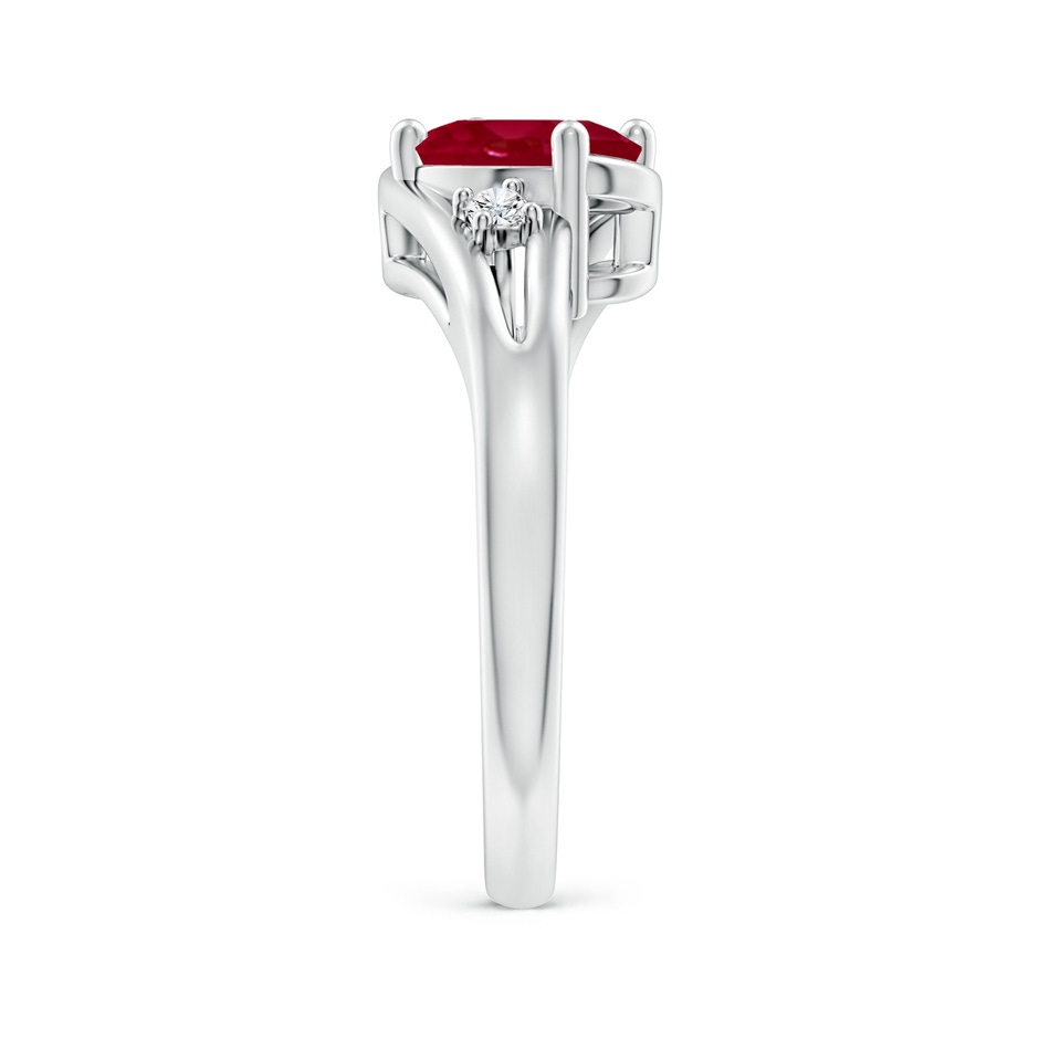 8x6mm AA Ruby and Diamond Split Shank Ring in P950 Platinum side 299