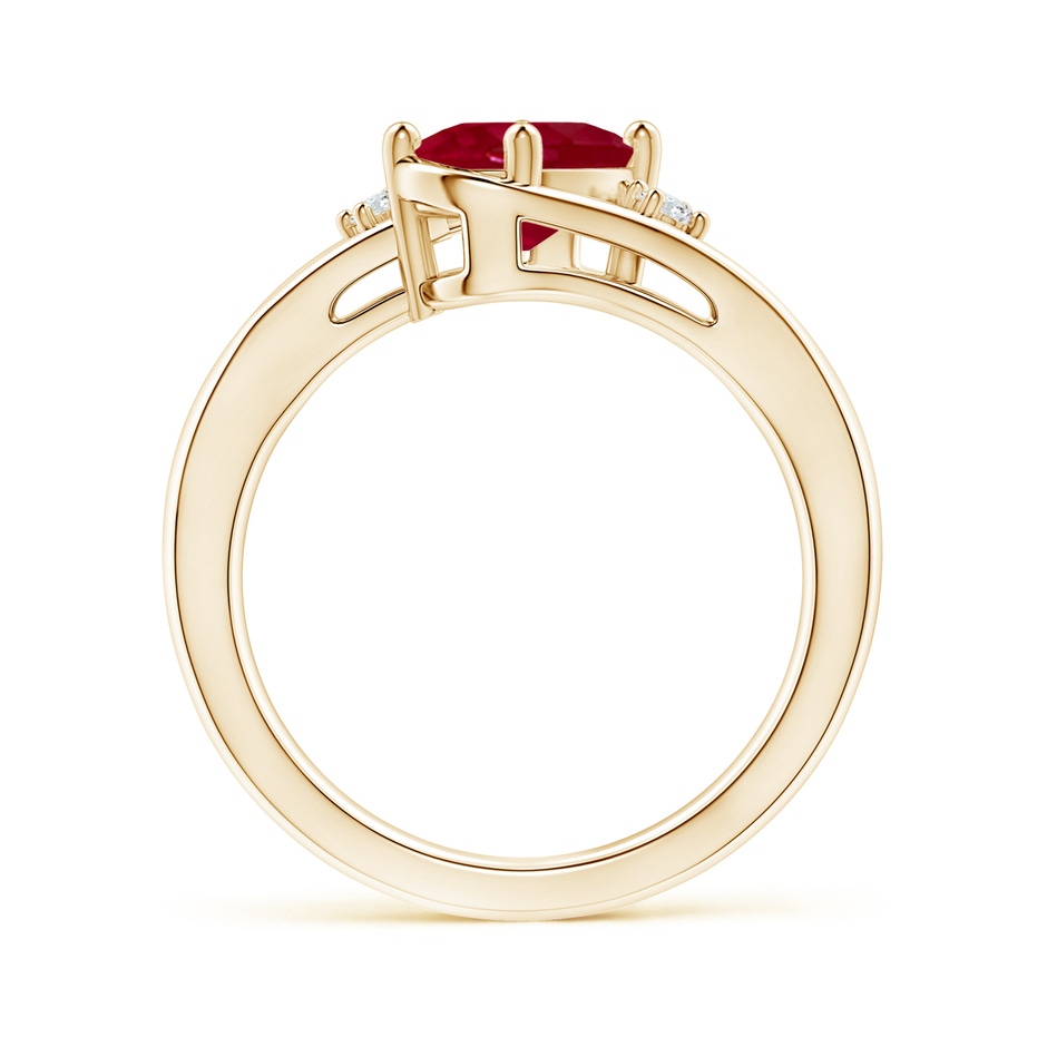 8x6mm AA Ruby and Diamond Split Shank Ring in Yellow Gold side 199