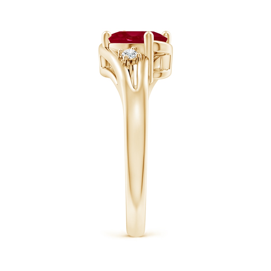 8x6mm AA Ruby and Diamond Split Shank Ring in Yellow Gold side 299
