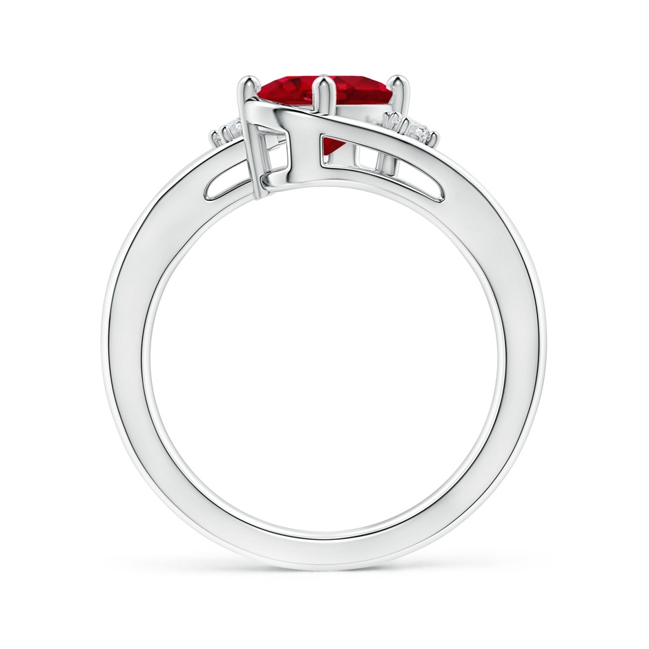 8x6mm AAA Ruby and Diamond Split Shank Ring in P950 Platinum side 199