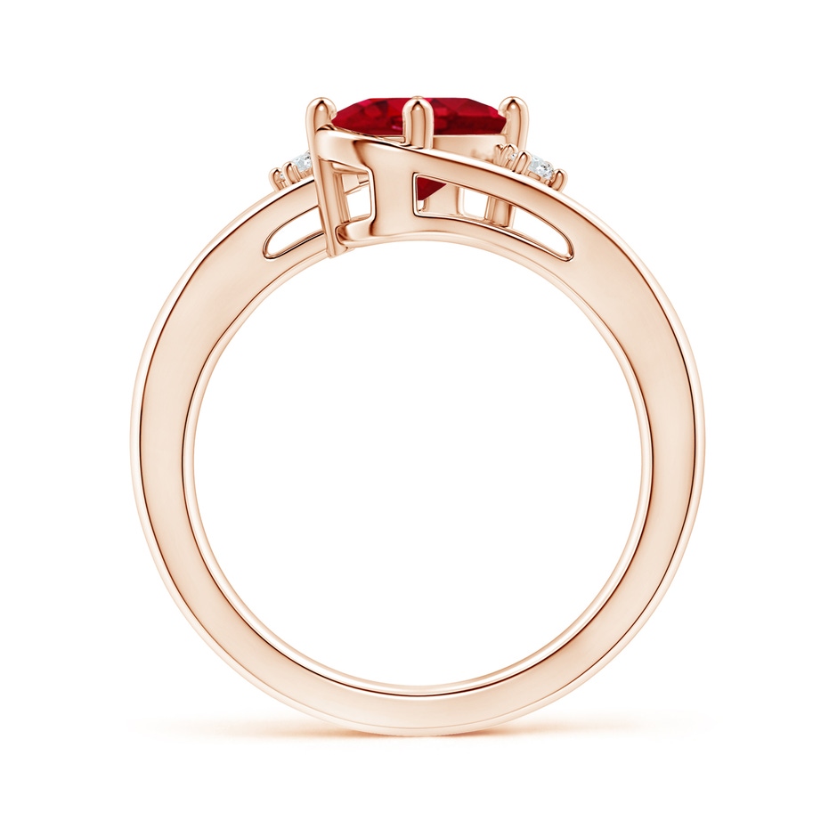 8x6mm AAA Ruby and Diamond Split Shank Ring in Rose Gold side 199