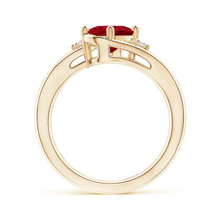 8x6mm AAA Ruby and Diamond Split Shank Ring in Yellow Gold side 199