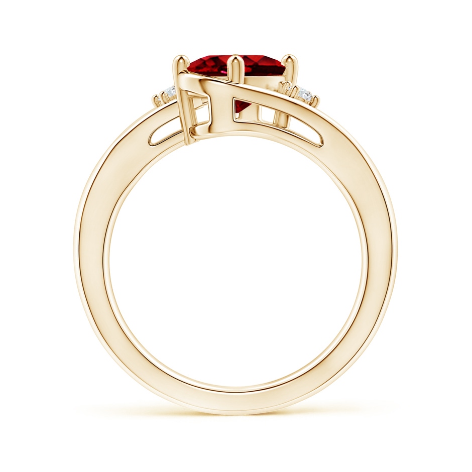 8x6mm AAAA Ruby and Diamond Split Shank Ring in Yellow Gold side 199