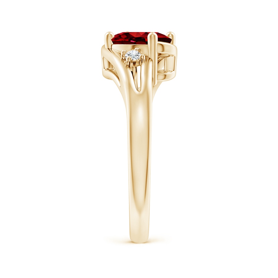 8x6mm AAAA Ruby and Diamond Split Shank Ring in Yellow Gold side 299