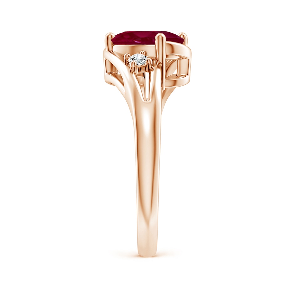 9x7mm A Ruby and Diamond Split Shank Ring in Rose Gold side 299