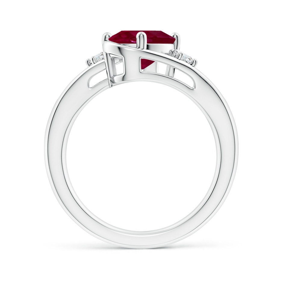 9x7mm A Ruby and Diamond Split Shank Ring in White Gold side 199