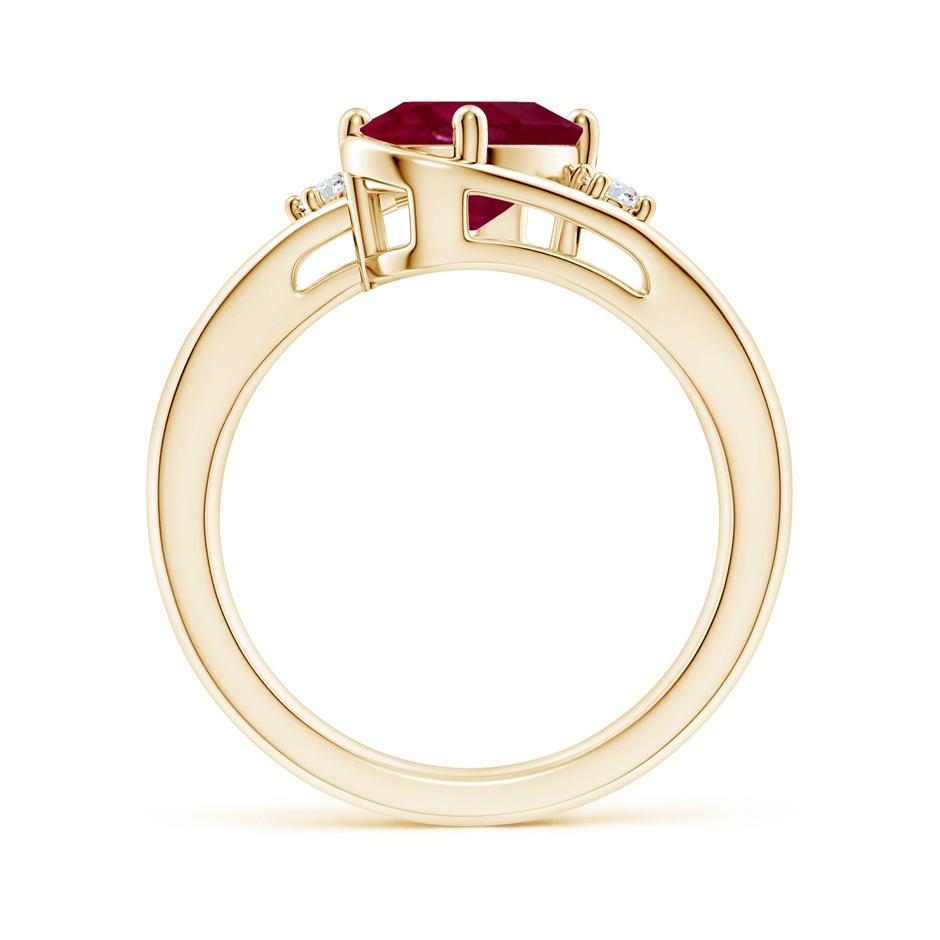9x7mm A Ruby and Diamond Split Shank Ring in Yellow Gold side 199